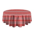 thumbnail image 5 of Red Christmas Folk Pattern Round Tablecloth 60"x60",Wrinkle Wipeable Table Cloth for Kitchen Dining Room Picnic Patio Party, 5 of 6