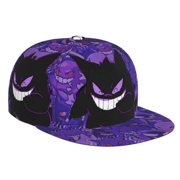 Gengar Baseball Cap For Men, Women & Kids, Classic Flat Brim Hat Hip Hop Trucker Hat Adjustable Snapback Hat