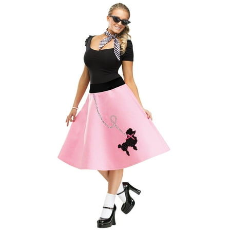 Poodle 50S 50'S Skirt Sock Hop Bobby Soxer Pink Adult Womens Grease Costume