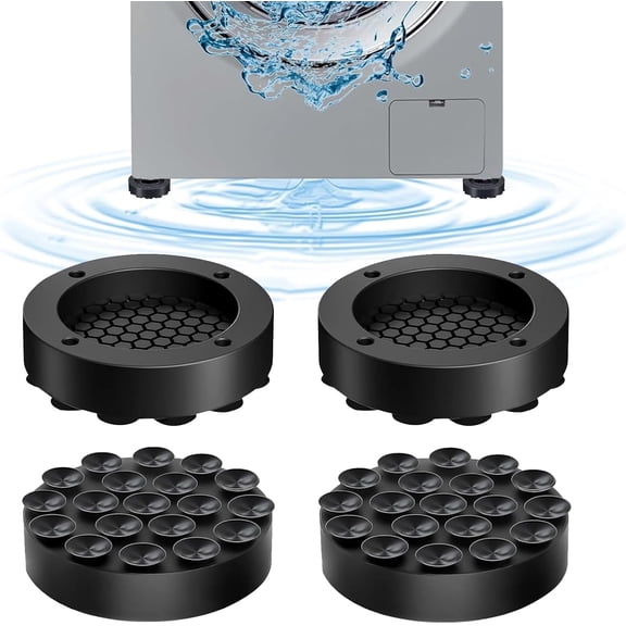 Behome 4 PCS Anti Vibration Pads for Washing Machine, Universal Anti Vibration Washing Machine Mat, Noise Reduction Mat for Washer Dryer Refrigerator Dishwasher, Black