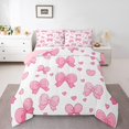 thumbnail image 1 of Manfei Princess Ribbon Child Bedding Comforter Set, White Pink Cartoon Twin Comforter Sets, Kawaii Ribbon Bow Reversible Bedding Set, Ultra Soft Home Decor, 2pcs, 1 of 6