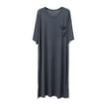 thumbnail image 2 of Kureaily Male Solid Color Short Sleeve Round Neck Nightdress Pocket Robe Homewear Summer Pajamas, 2 of 4