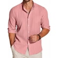 thumbnail image 2 of Huresd Men's Lightweight Casual Button Down Shirts Textured Business Dress Shirts Pink 3XL, 2 of 5