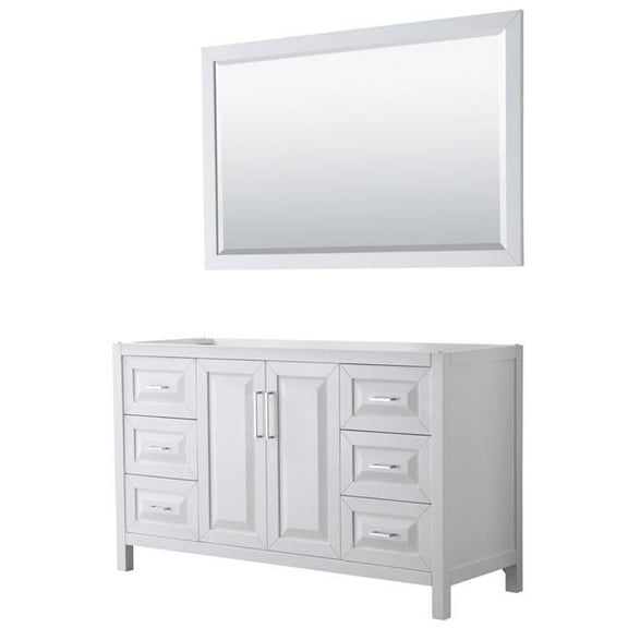 60 in. Single Bathroom Vanity In No Countertop - No Sink & 58 in. Mirror, White