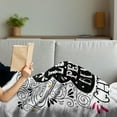 thumbnail image 3 of Joy Soft Flannel Fleece Blanket, Abstract Christmas Tree Pattern with a Tree Topper Curlicues Swirled Lines, Cozy Plush for Indoor and Outdoor Use, 70" x 90", Dark Coral Black White, by Ambesonne, 3 of 5