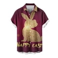 thumbnail image 2 of Blusa y camisa de manga corta con cuello vuelto para hombre, blusa informal de moda con cuello vuelto, blusa estampada de manga corta con botones, blusa de poliéster para hombre, 2 of 5