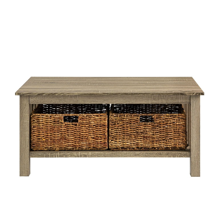 Manor Park Traditional Storage Coffee Table with Totes, Driftwood