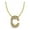 C, variant on L Initial Necklace In 14 Karat Yellow Gold With 9 Diamonds, With Free 18 Inch Chain, For Women
