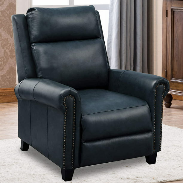 Genuine Leather Recliner Chair Classic, Navy Leather Recliner Armchair