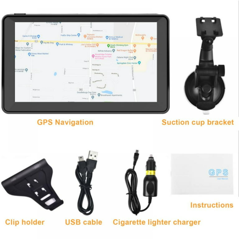 GPS Navigation for Car 7 Touchscreen 8GB+256M Vehicle GPS Navigator System  Real Voice Spoken Turn Direction Reminding GPS for Car with Lifetime Free