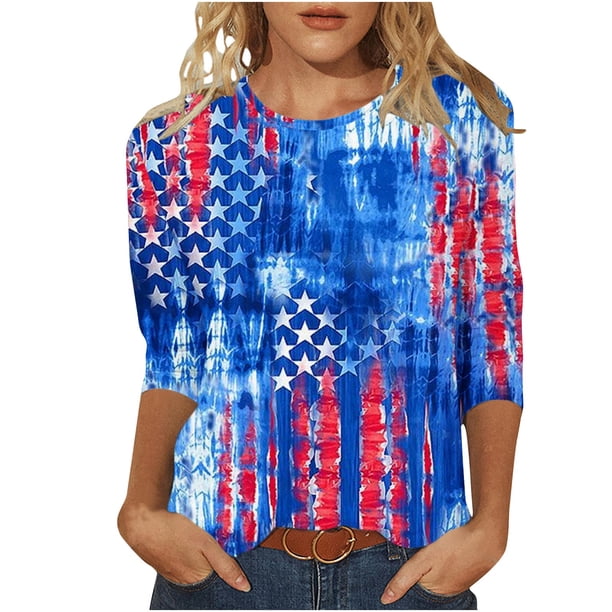 Fiudx Ofertas Flash Artículos En Oferta Camiseta de Manga 3/4 con Cuello Redondo y Estampado Informal para Mujer a La Moda