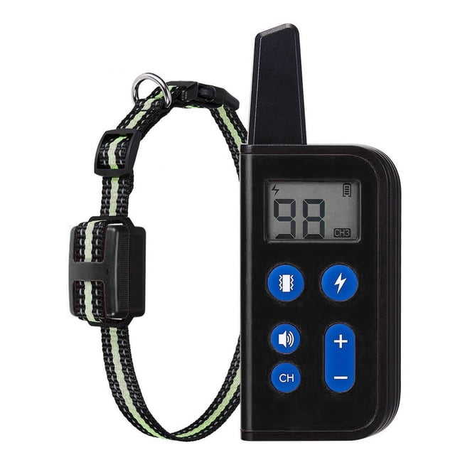 Rechargeable Remote Dog Training Collar with Auto Voice Control Anti-Barking Function, IPX7 Waterproof, 1800ft Control Range, Black Color, Includes 1 Receiver - 663-1 Pet Behavior Correction Device