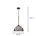 thumbnail image 2 of Tiffany Pendant Light 12 Inches for Kitchen Island Dining Room Traditional Handicrafts Antique Stained Glass Hanging Light, 2 of 6