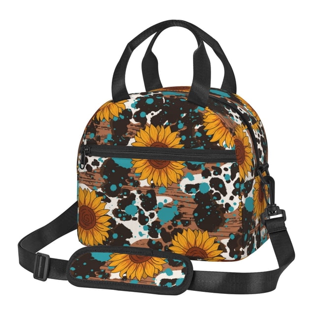 Easygdp Vintage Sunflowes Caja de Almuerzo para Mujeres y Hombres, Bolsa de Almuerzo Insulada, Bolsas Reutilizables Impermeables para Viajes, Trabajo y Picnics