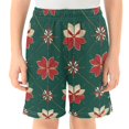 thumbnail image 2 of Red Flower Pattern Athletic Shorts Breathable with Comfort Fit Drawstring Casual Sweatshorts Medium, 2 of 9