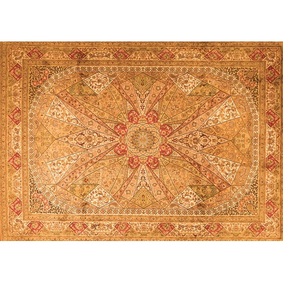 Ahgly Company Machine Washable Indoor Rectangle Persian Orange Traditional Area Rugs, 4' x 6'