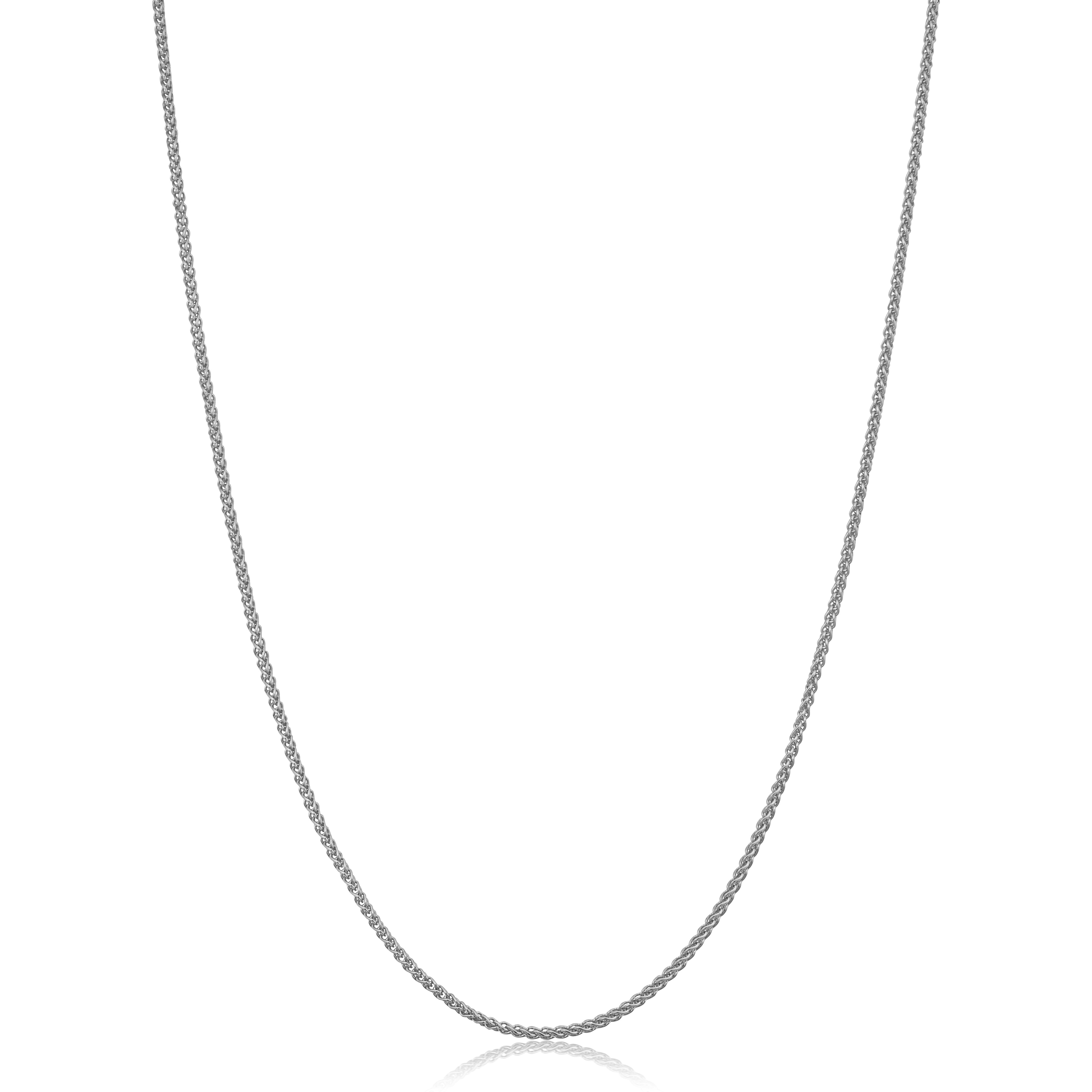 14k White Gold Filled Round Wheat Chain Pendant Necklace (1.2 mm, 30 inch)