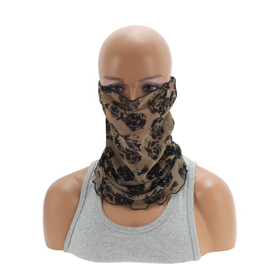 Unique Bargains 1 Pc Neck Gaiter Rose Earloop Scarf Mask Bandana Brown