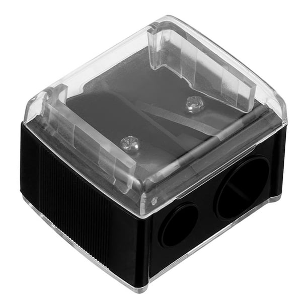 Sacapuntas de doble agujero para cosméticos, para delineador de cejas, labios y ojos (negro)