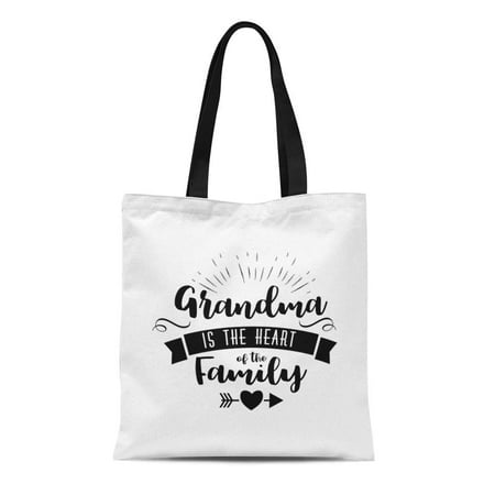 ASHLEIGH Canvas Tote Bag Best Grandma in Black Brush Ink Lettering Text Typographic Durable Reusable Shopping Shoulder Grocery