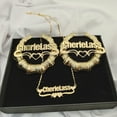 thumbnail image 1 of Custom Name Necklace and Bamboo Hoop Earring Set Stainless Steel Personalized Earring Necklace Set Name Jewelry Set for Mother, 1 of 4