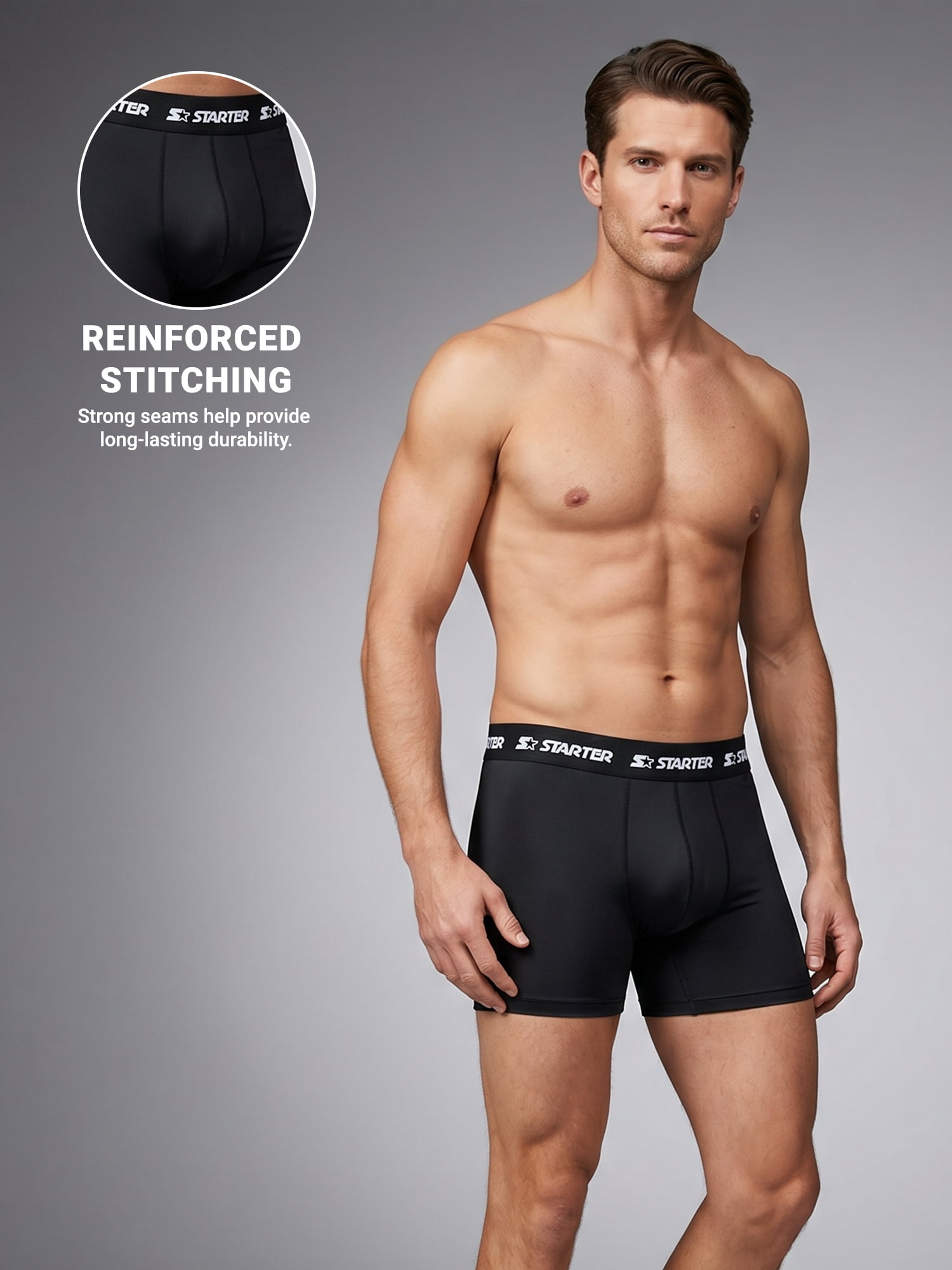 Starter Men’s Active Performance Boxer Briefs, 5-Pack, Sizes S-XL