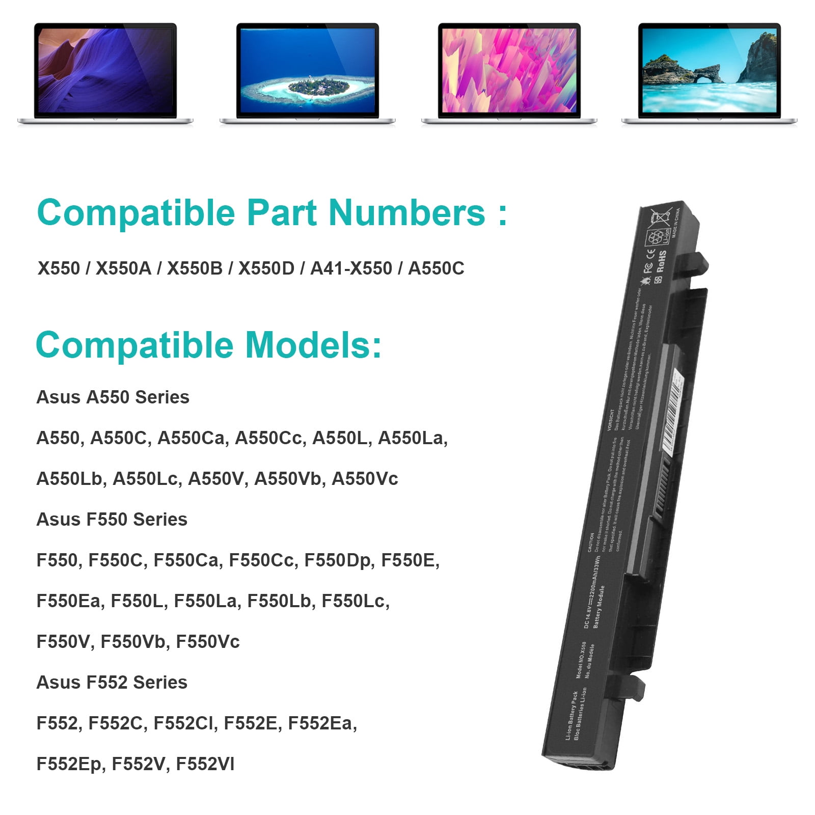 A41-X550A Laptop Battery for Asus X550 X550C X550B X550V X550D X550CA  X550CC X550CL X450 X450C X450CAX450CC X450CP A41-X550