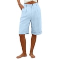 thumbnail image 2 of Linen Shorts for Women High Waisted Wide Leg Summer Casual Bermuda Shorts with Pockets, L, 2 of 5