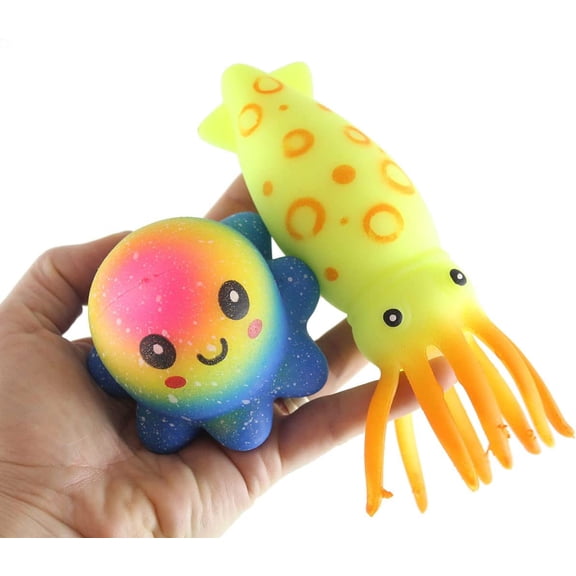 Squid and Octopus Stress Balls - Doh Filled Squeeze Stress Balls - Sensory, Stress, Fidget Toy Super Soft