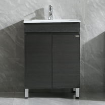 Wonline 24" Black Single Bathroom Vanity Cabinet with Two Layers Vanity Only