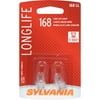 Sylvania 168LL Long Life Automotive Bulb, 2 pack, Compatible with Multiple Cars