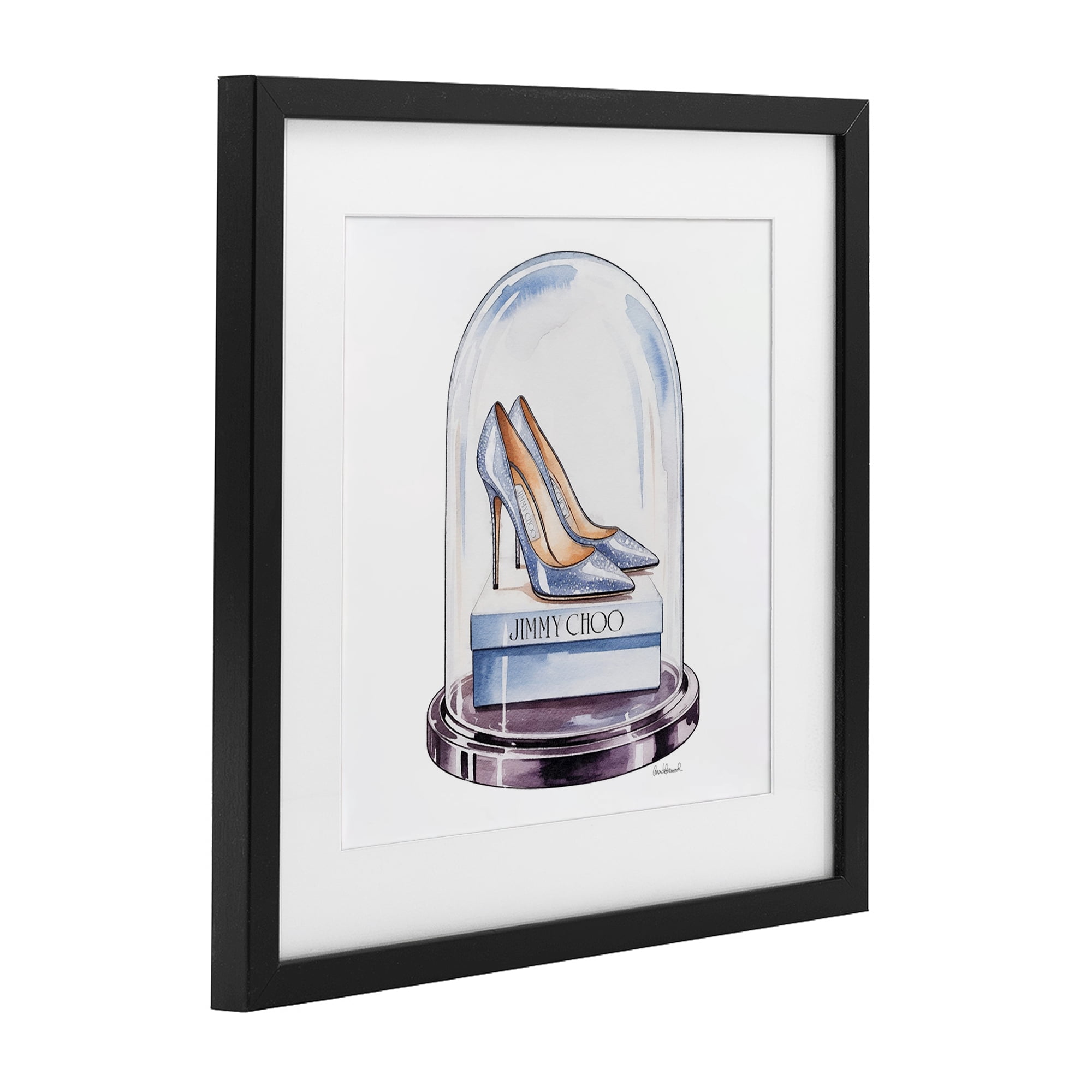 Stupell Industries Elegant Shoes in Bell Jar Black Framed Print Under Glass, design by Amanda Greenwood