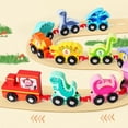thumbnail image 5 of Dinosaur Drag Digital Train Early Education Puzzle Building Block Color Wooden Toy, 5 of 9