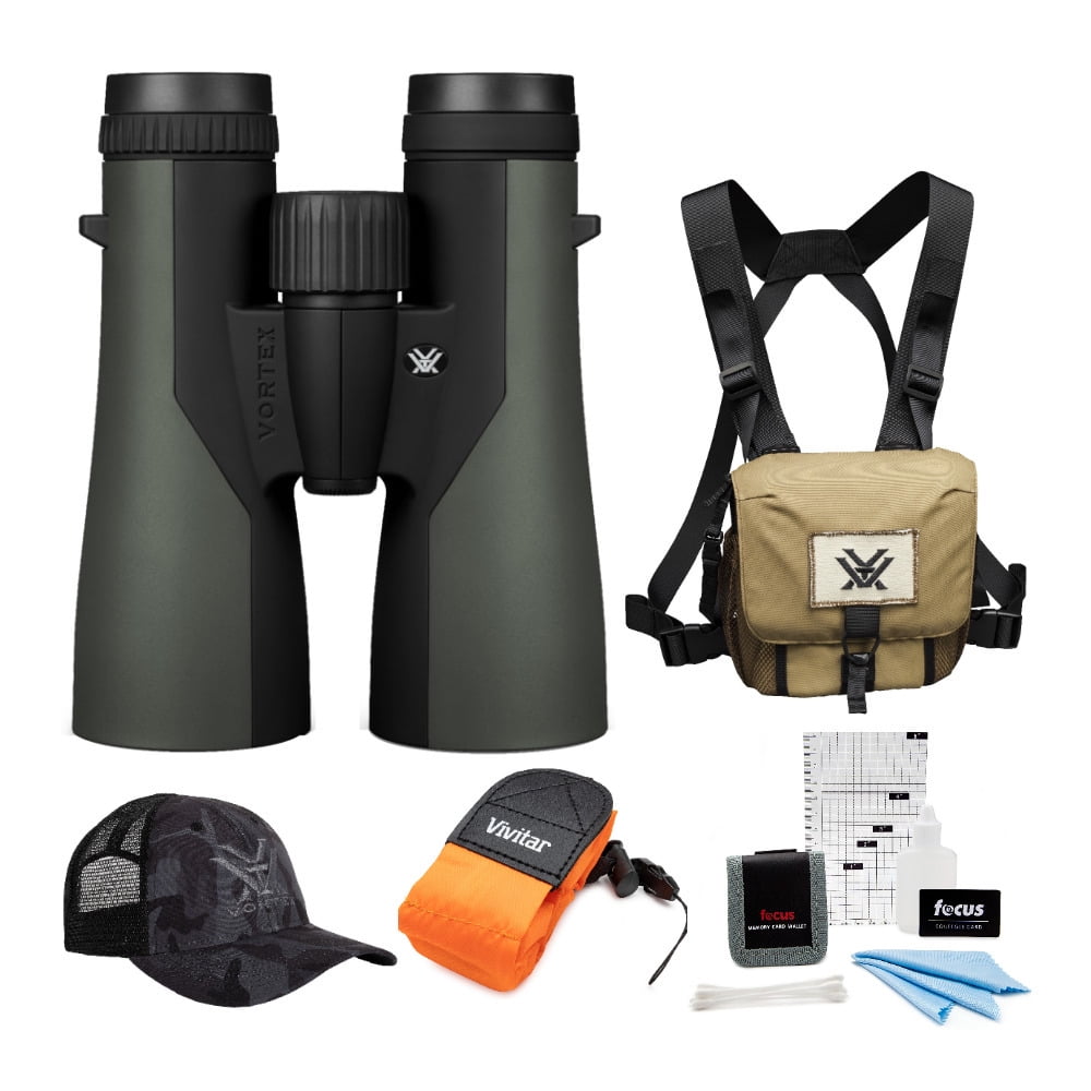 Vortex Crossfire 12x50 Binoculars with Glasspak Harness and Accessory