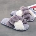 thumbnail image 3 of Coofit Cross Band Slippers Plush: Non-skid Fluffy Slippers Open Toe Slippers for Women, 3 of 10