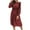 Wine, variant on 2026 Womens Clothing under $5 asdoklhq Woman Clothes,Women's Long Sleeve Round Neck Dot Printed Ruffles Casual Button Dress