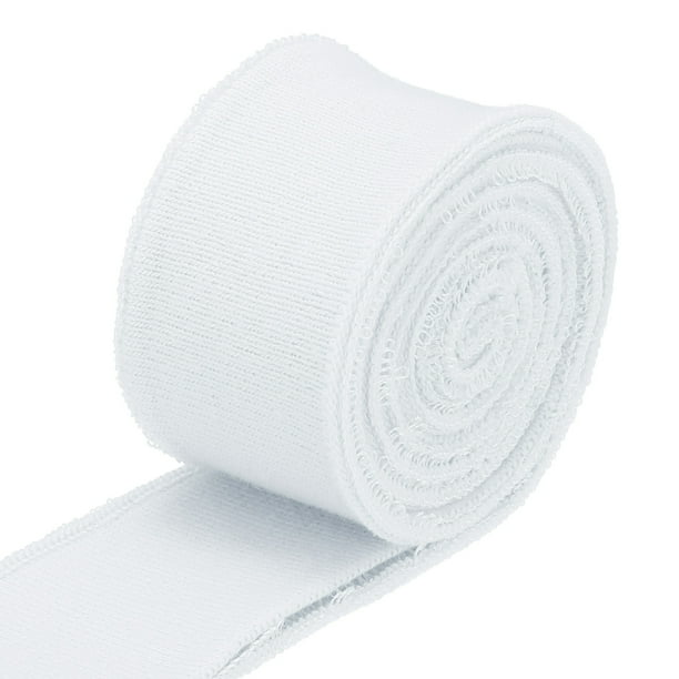 Uxcell 1 Par de Puños Elásticos con Ribete, 31.5" x 1.4" Puño de Tejido de Algodón para Costura DIY, Blanco