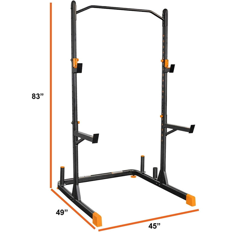 GRIND Fitness Alpha 2000 Squat Stand, Exercise Rack with Barbell Holder and  Weight Storage Pegs, Lifting Spotter Arms, 1000 lbs Weight Limit, Textured  Pull Up Bar 