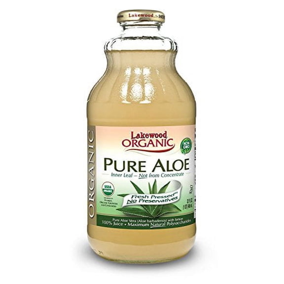 Lakewood Organic PURE Aloe Inner Leaf Juice, 32-Ounce Bottles (Pack of 6)