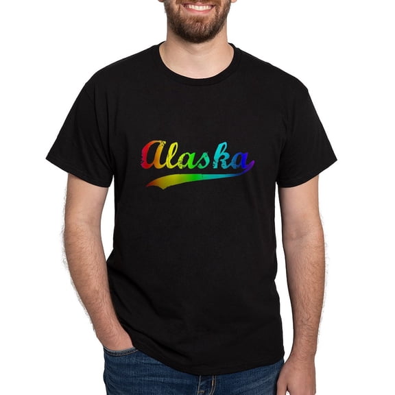 CafePress - Alaska Rainbow Vintage Dark T Shirt - Men's Classic Graphic Cotton T-Shirt