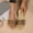 Gold, variant on Eltusu Women Flat Slide Sandals, Party Open Toe PU No Slip Summer Shoes Gold Size 9