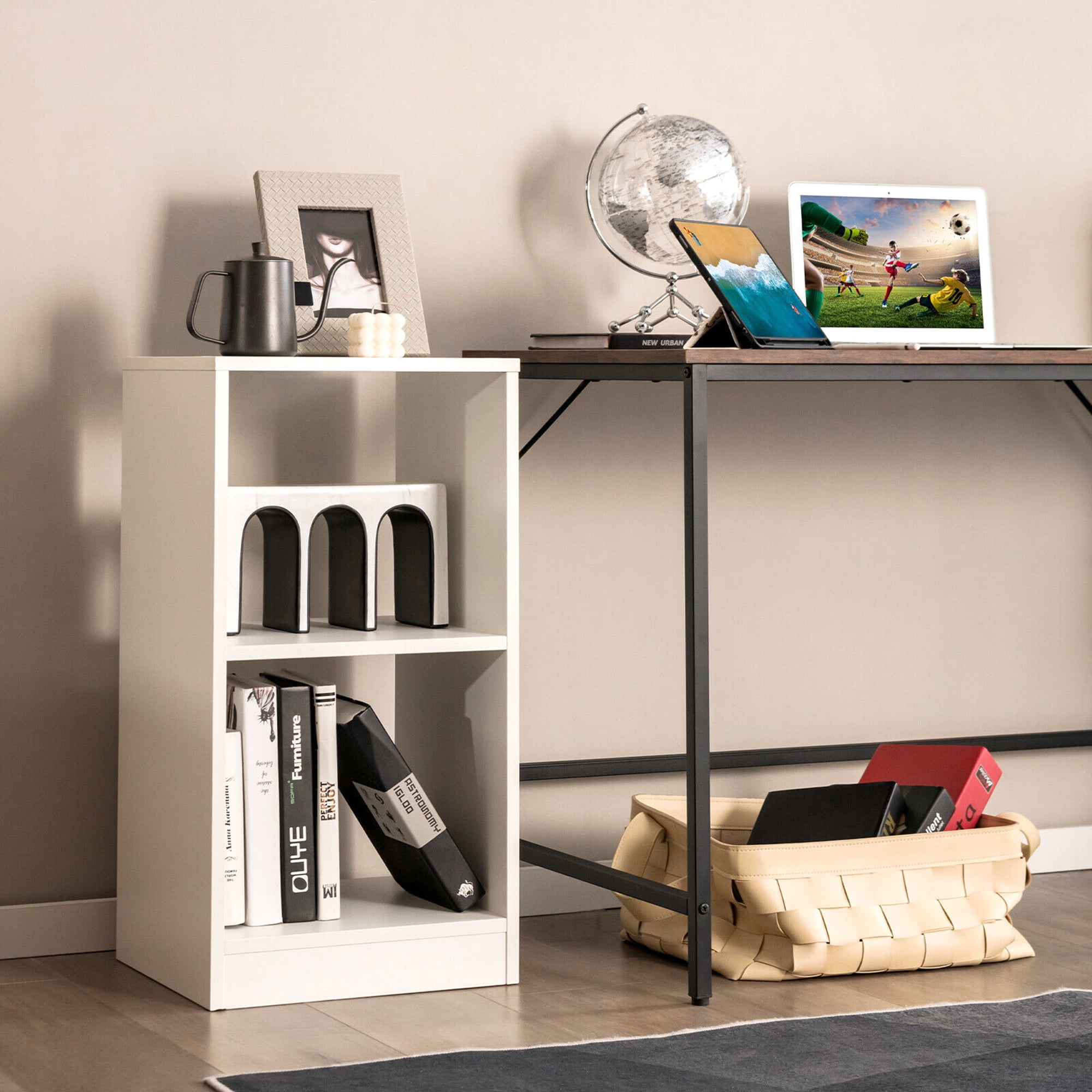 Gymax 2 PCS Bookshelf 2-Tier Open Wood Display Organizer Set Vinyl Record Cube Storage