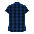 thumbnail image 6 of cocolona Womens Summer Tops Button V Neck Short Sleeve Plaid Shirts Fashion Casual Loose Tunic Blouses, 6 of 7