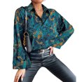 thumbnail image 4 of Txlixc Blusa, chaqueta con botones estampado casual cuello de cuaderno manga larga top suelto Txlixc moda, 4 of 8