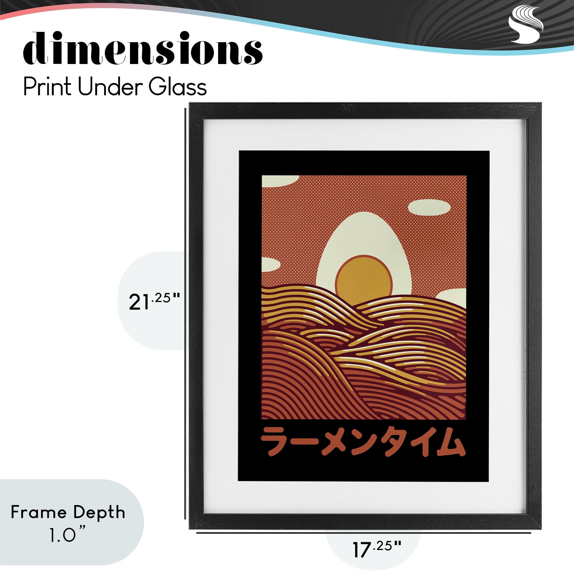 Stupell Industries Minimalist Egg & Ramen Sunset Black Framed Print Under Glass, design by Tobe Fonseca
