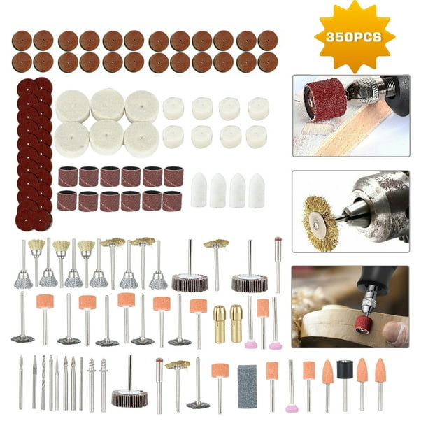 klodset Acquiesce lys s 350pcs Rotary Tool Accessories Kit, EEEkit Sanding Cutting Grinder Set Fit  for Dremel Rotary Tool, Engraver Polisher Sander for Grinding, Sharpening,  Polishing, Engraving, Drilling, Cleaning - Walmart.com