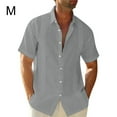 thumbnail image 5 of braveheart Traveling Casual Style Men's Button Down Shirt Summer Pool Party Solid Color Simple Design Slim Fit Tops Daily Clothes Grey M, 5 of 5
