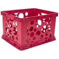thumbnail image 2 of Storex Plastic Mini Crate 9"" x 7.75"" x 6"" Red Pack of 3 (STX61491U24C-3), 2 of 2