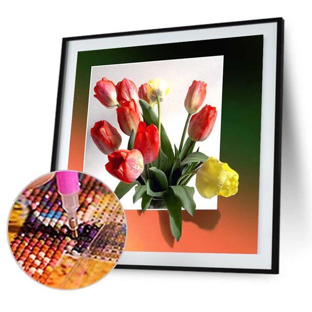 Cuadros Decorativos Kit de pintura de diamantes 5D Flores de bricolaje Arte de mosaico de diamantes cuadrados completos Tmvgtek embutido en tela