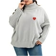 thumbnail image 2 of up to 60% off Gifts wycnly Under $5 Sweater for Women Winter Womens Turtleneck Sweater Long Sleeve Plus Size Comfort Knitted Pullover Tunic Fashion Heart Print Ladies Girls Sweater Tops, 2 of 4